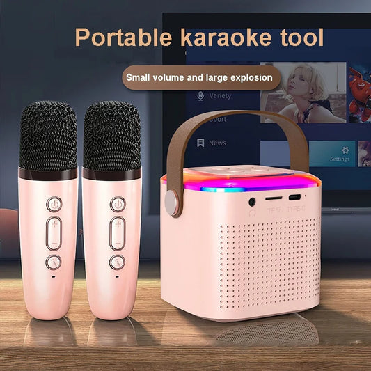 Lilium Star - Karaoke Microphone Machine Bluetooth Speaker with 2 Wireless Mics and RGB Light