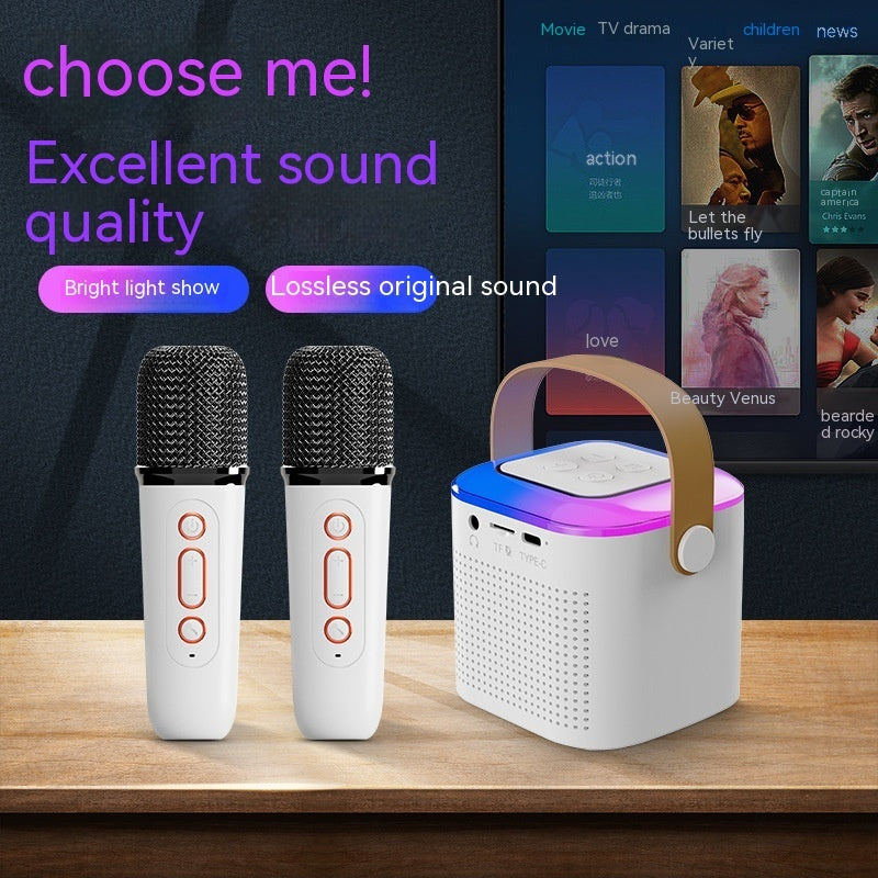 Lilium Star - Karaoke Microphone Machine Bluetooth Speaker with 2 Wireless Mics and RGB Light