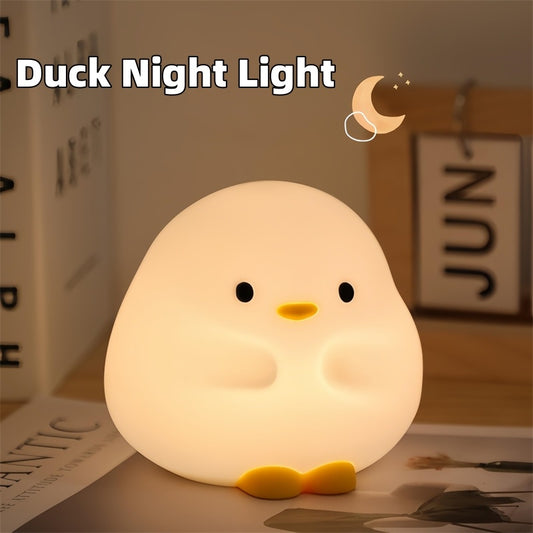 Lilium Star - Cute Duck LED Night Lamp | Cartoon Silicone USB Rechargeable Touch Sensor Sleeping Light with Timer