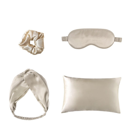 Lilium Star - Silk Sleep Set: Eye Mask, Pillowcase, Hair Tie, and Hairband Bundle